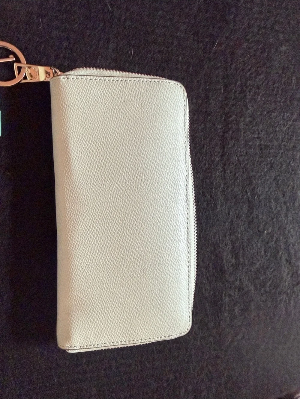 Coach Mint Green Zip-Around Card & Key Holder with Rose Gold Hardware